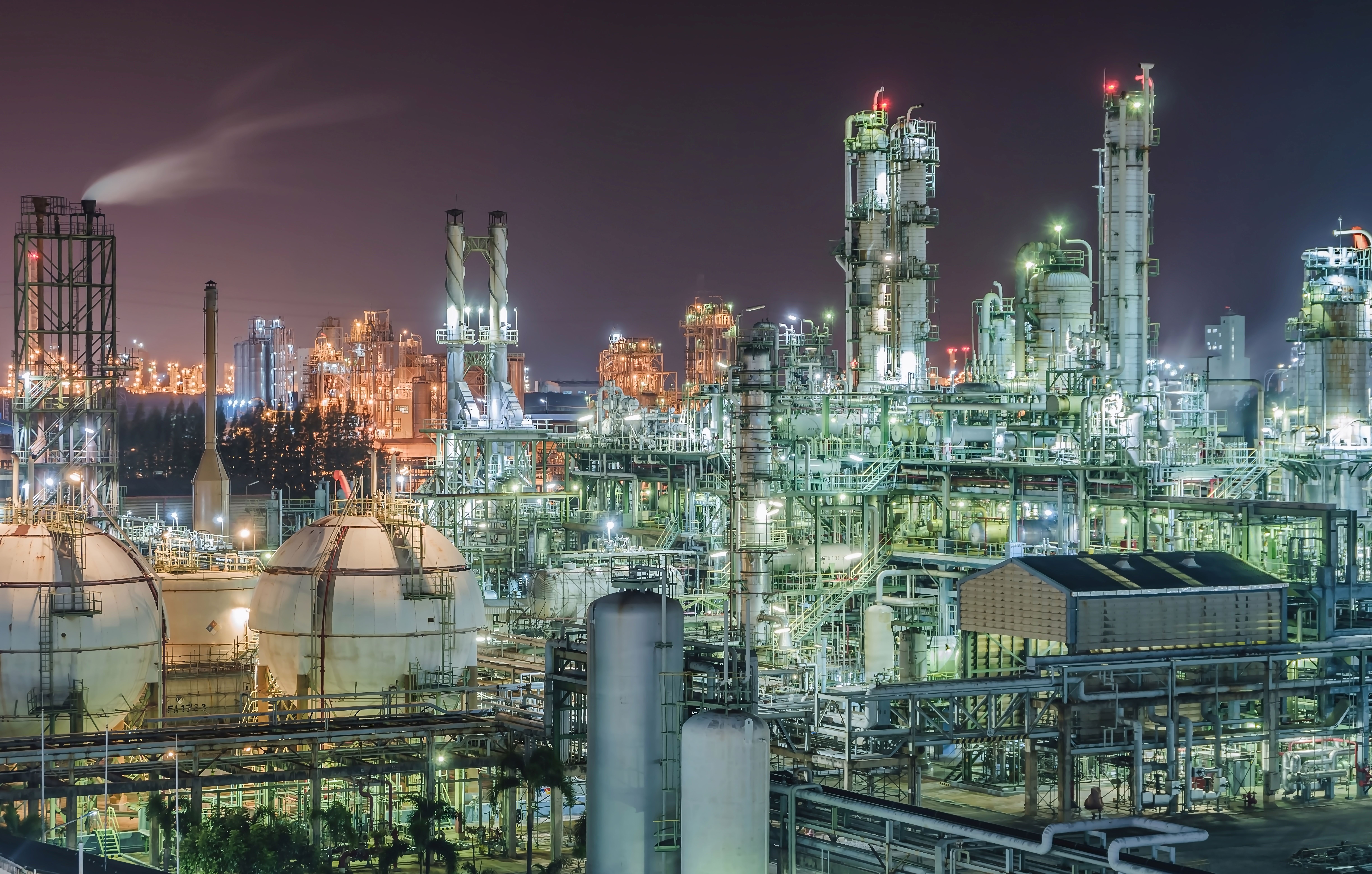 Petrochemical plant with large chemical reactors and processing equipment