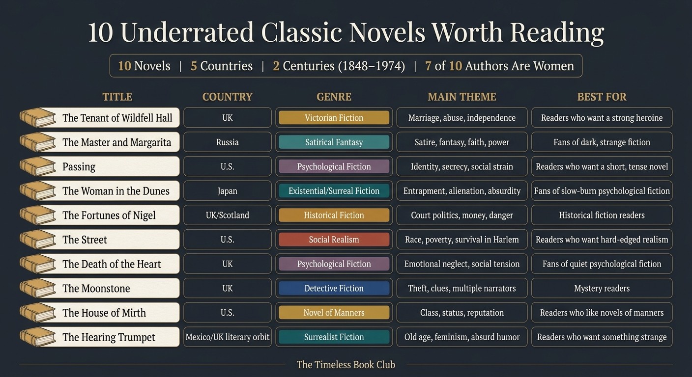 10 Underrated Classic Novels: At-a-Glance Comparison Guide