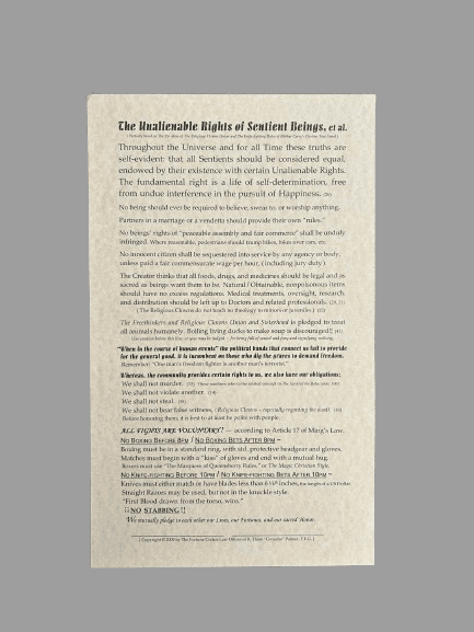 The Unalienable Rights of Sentient Beings, et al. ("Parchment" in a tube)