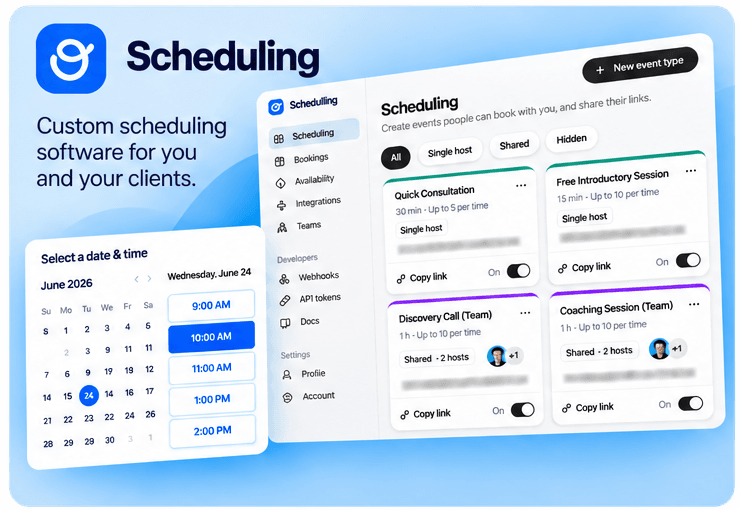 Custom scheduling application interface