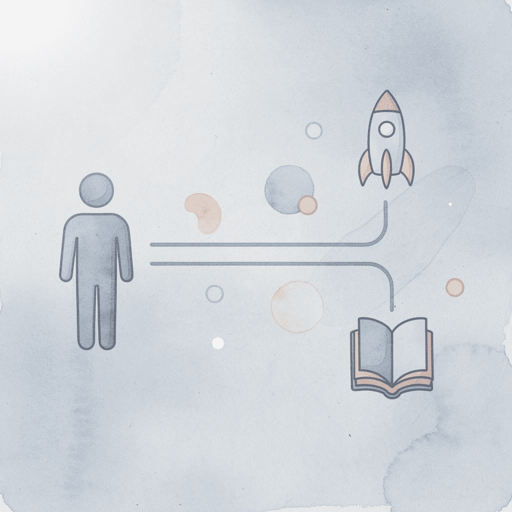 Icon showing migration strategy splitting into two distinct paths