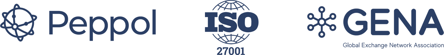 logos of PEPPOL, ISO and Gena