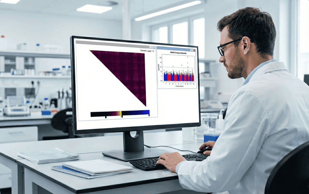 a man working on gwas at his desk