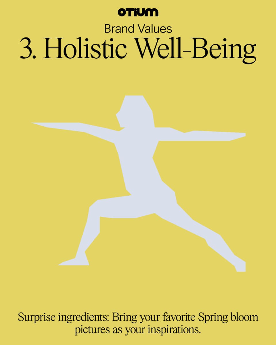 Brand design asset to convey OTIUM's brand values with a layout design using an ilustration as the main subject in the composition.