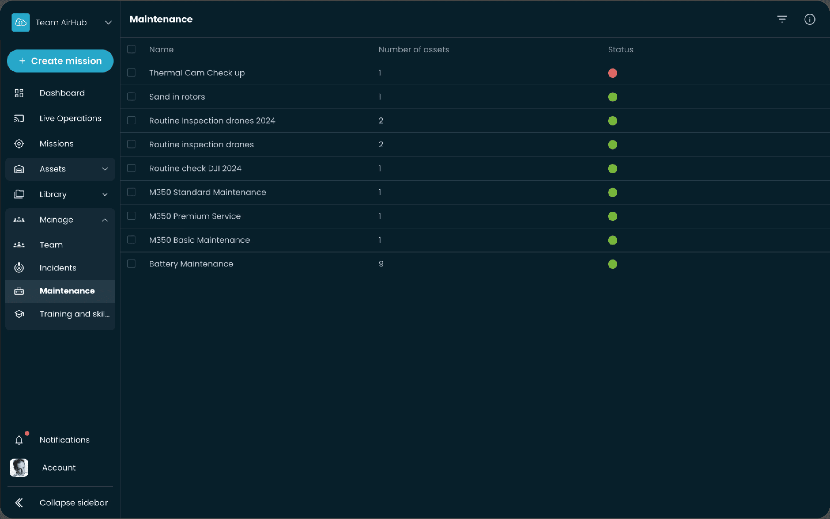 Benutzeroberfläche - Wartung