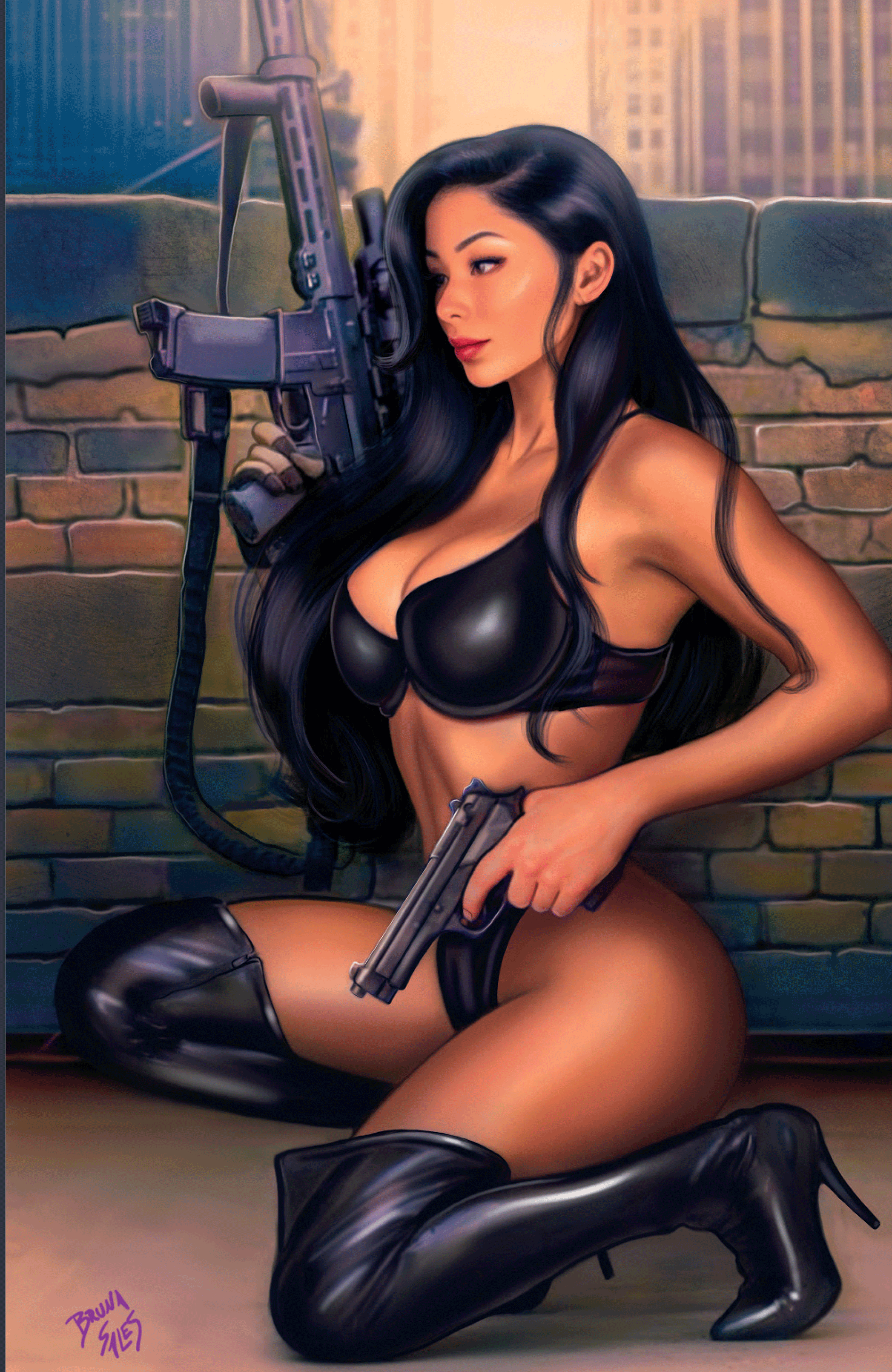 Gun Honey #1 BRUNA SALES Big Dex Comics Exclusive Virgin Variant front cover featuring full artwork with no trade dress