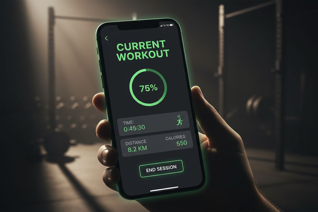 Workout tracking app on a smartphone
