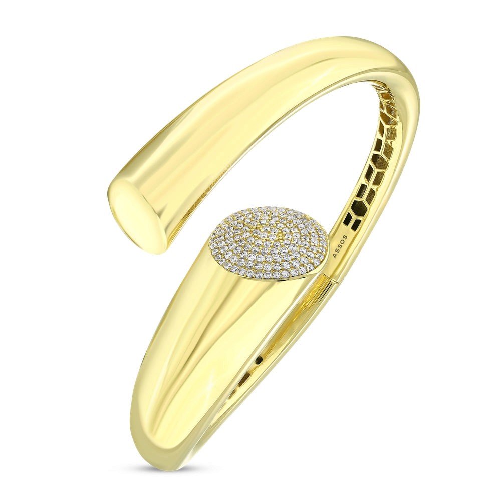 Assos Pırlanta 14 Ayar Altın Tasarım Kelepçe Modern Bilezik Modeli