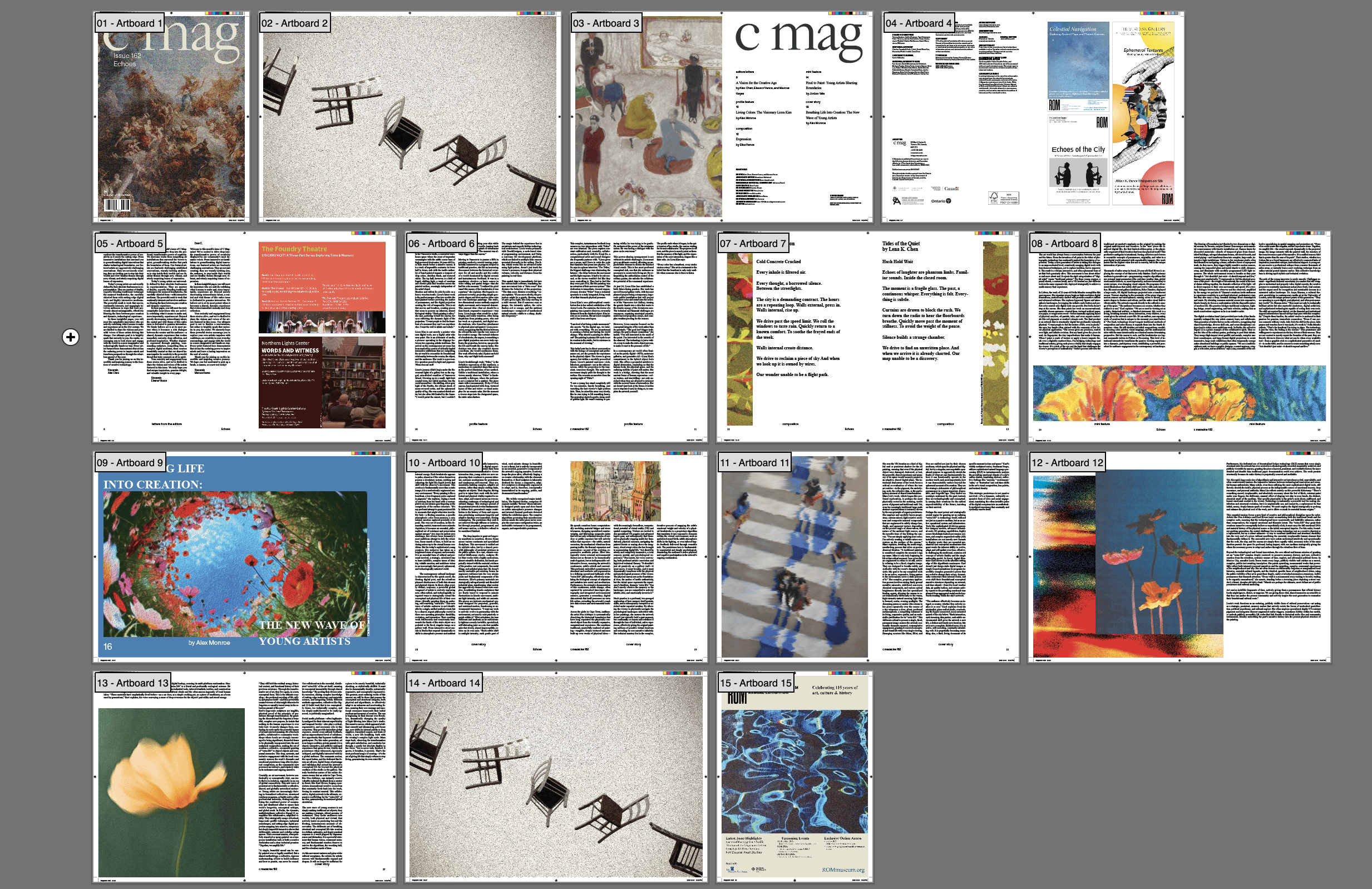 alt="Editorial magazine layout design for C Magazine flat plan"