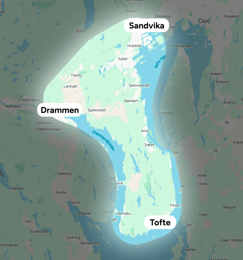 Dekningsområde Hurum Rør