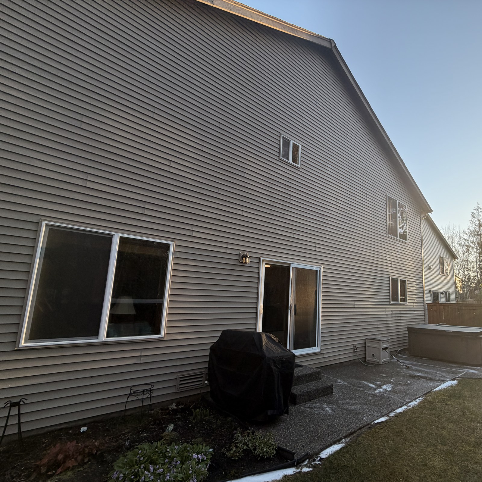 After: two-story siding soft wash by Peterson Property Services in Marysville, WA