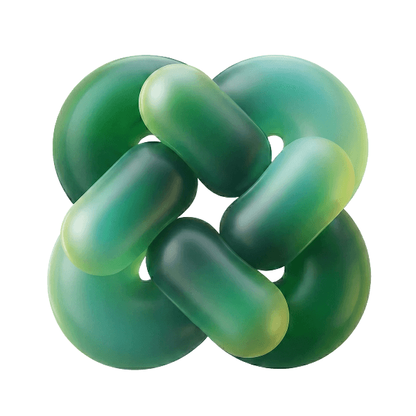 3D green translucent woven knot icon