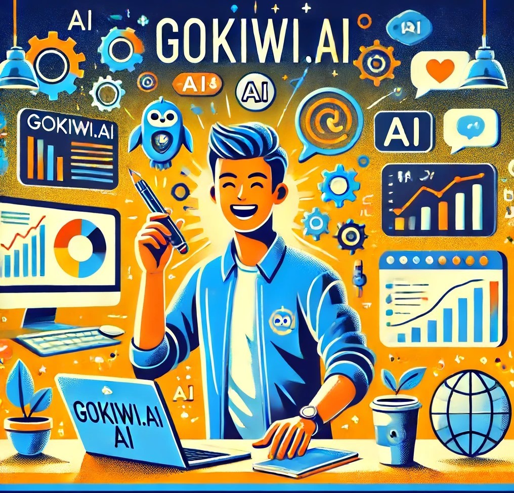 imprenditore che utilizza l'ai per il suo lavoro e trova soluzioni indespensabili con Gokiwi.ai