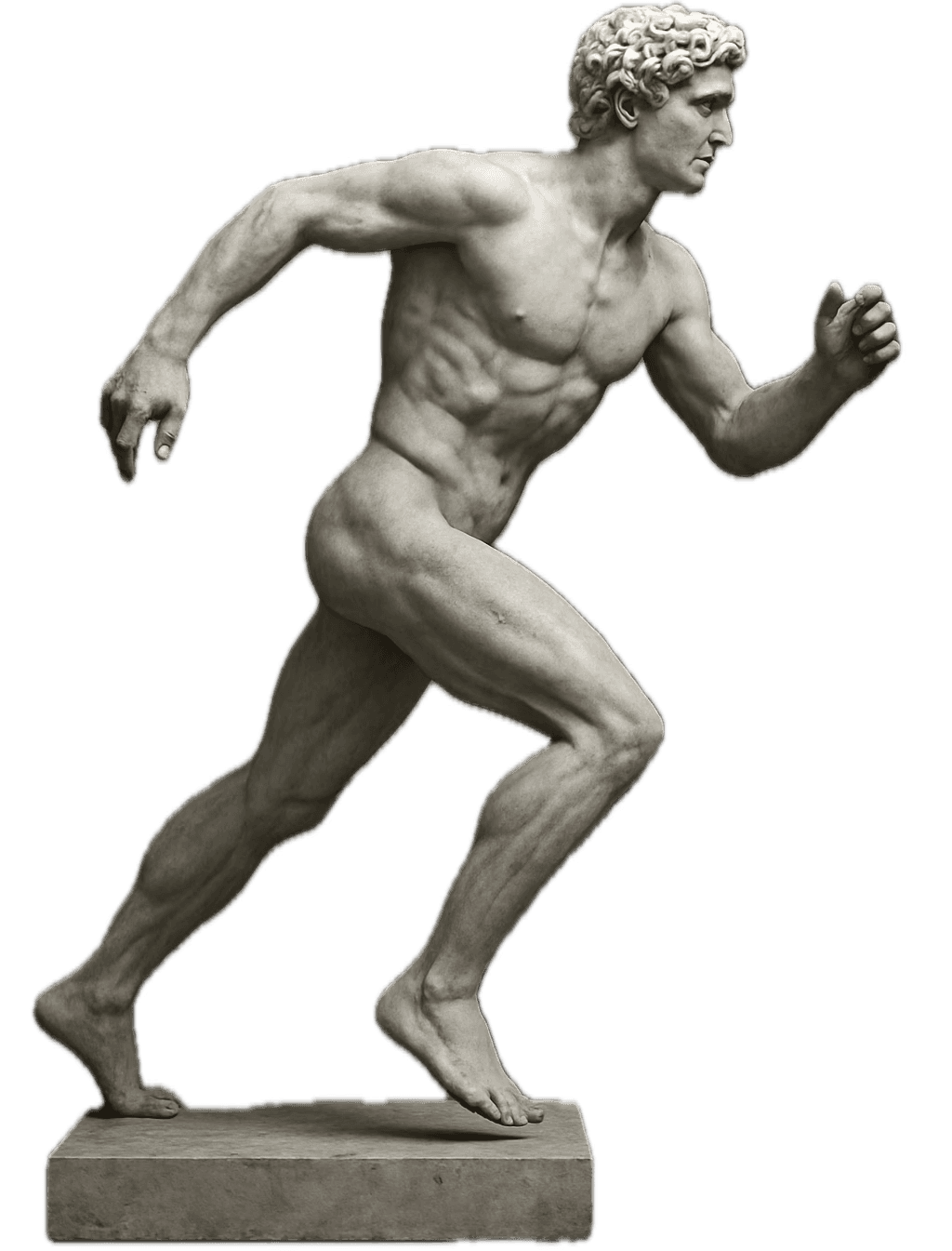 Ancient statue running