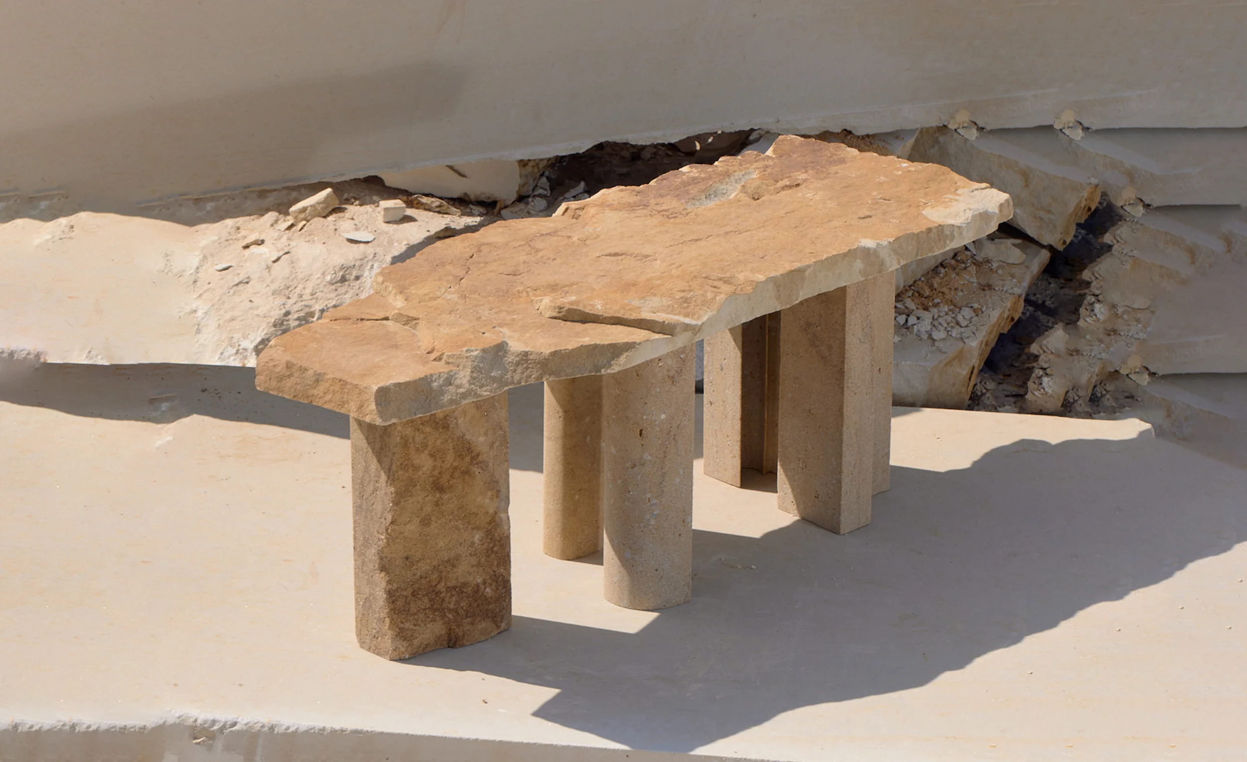 Sand Preludium III coffee table in quartz sandstone from Cloudy Collection by Jiri Krejcirik
