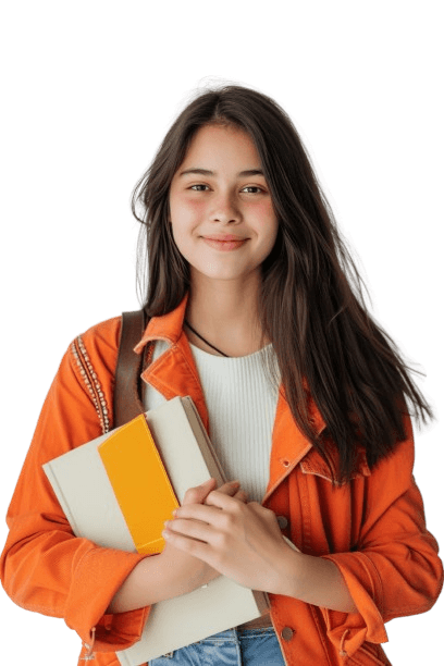 A smilintg girl holding books