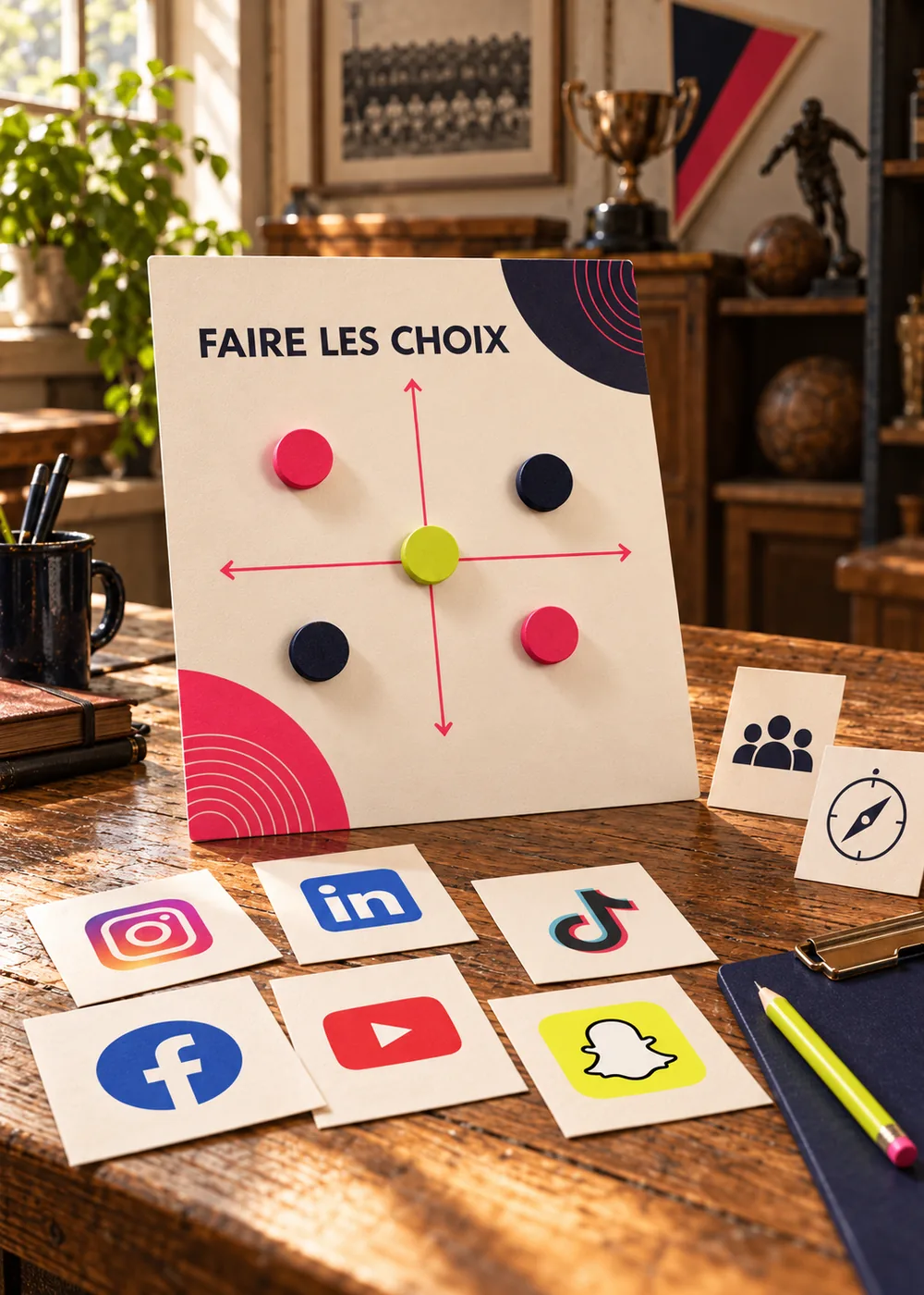 Nature morte : mapping de positionnement et choix des réseaux sociaux.