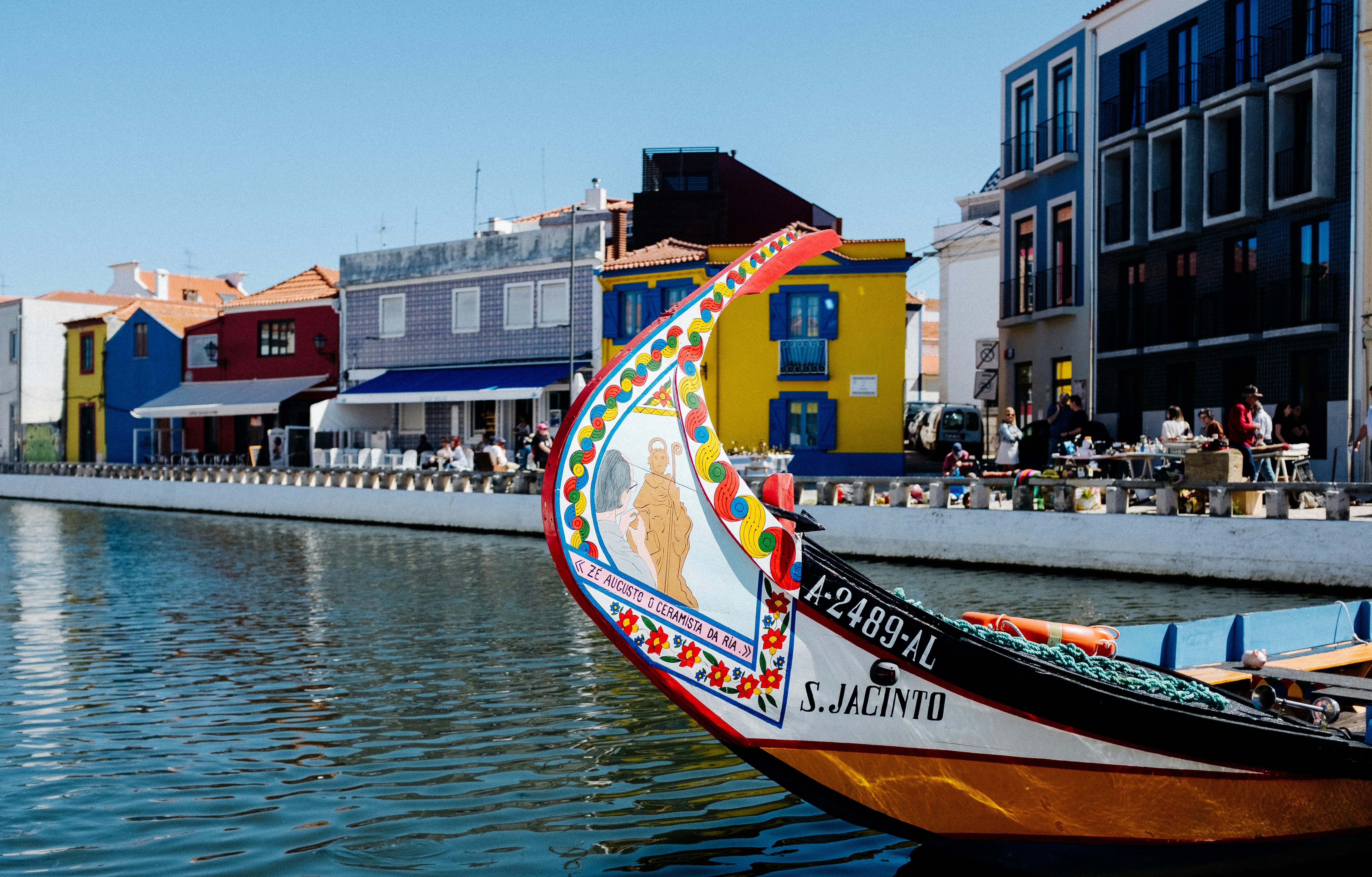 Canals and colourful boats in Aveiro, Portugal