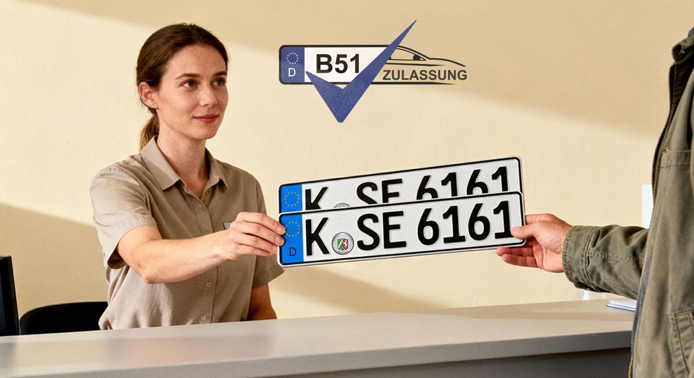 Übergabe eines KFZ-Kennzeichens durch den Zulassungsservice
