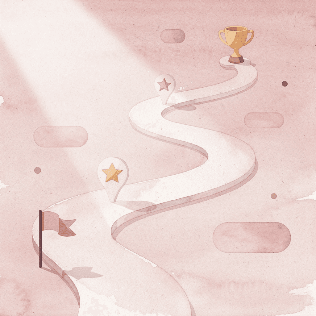 Winding path with milestone markers representing personalized study journey
