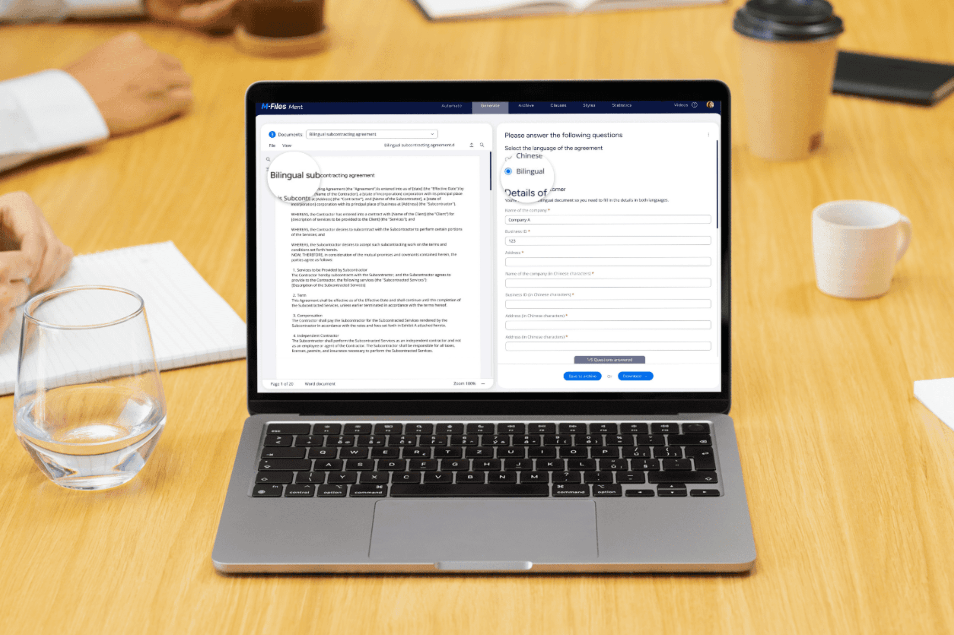 Laptop displaying document - Automate Document Generation