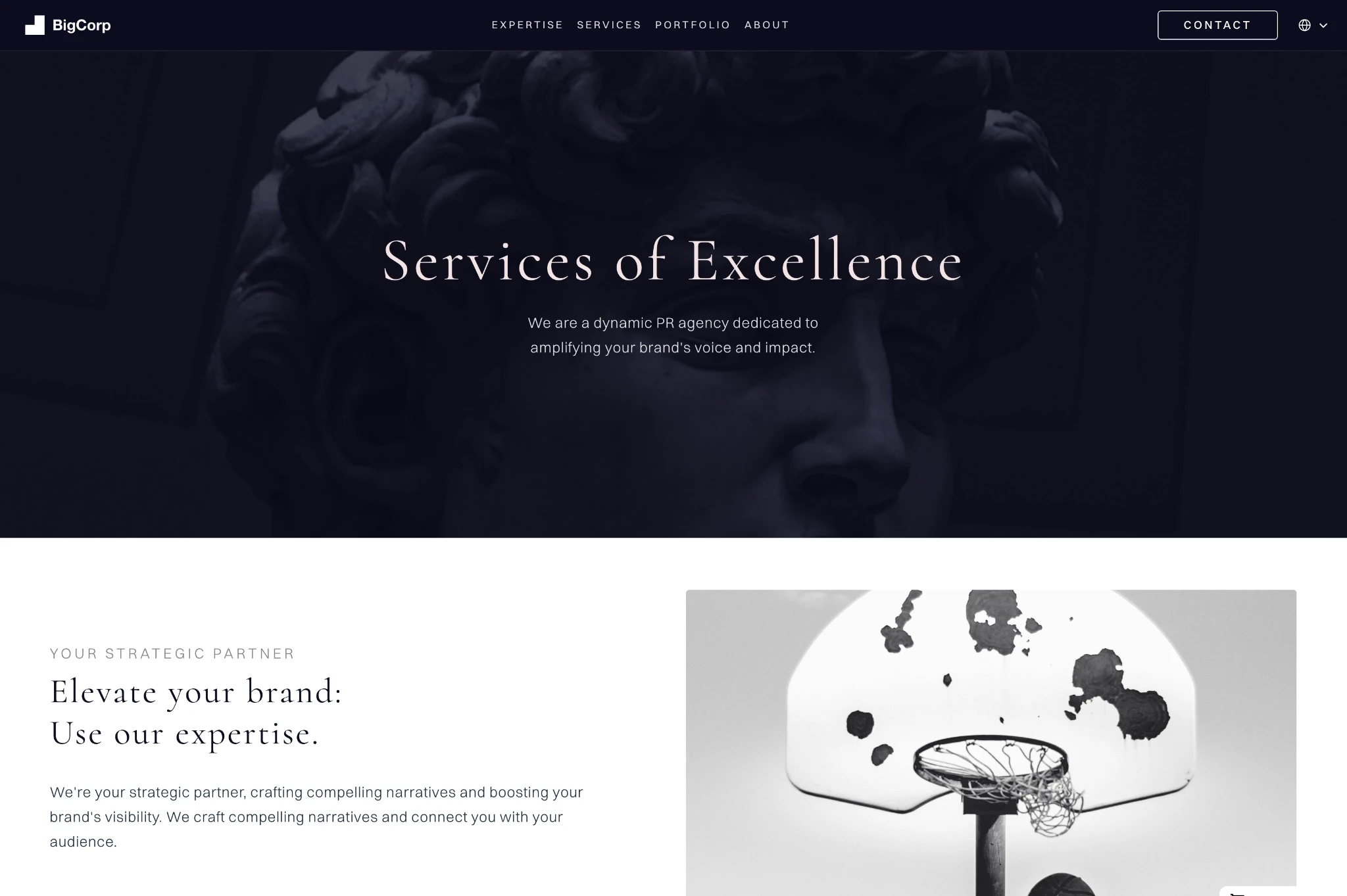 BigCorp corporate Framer template by Dorian Design Studio