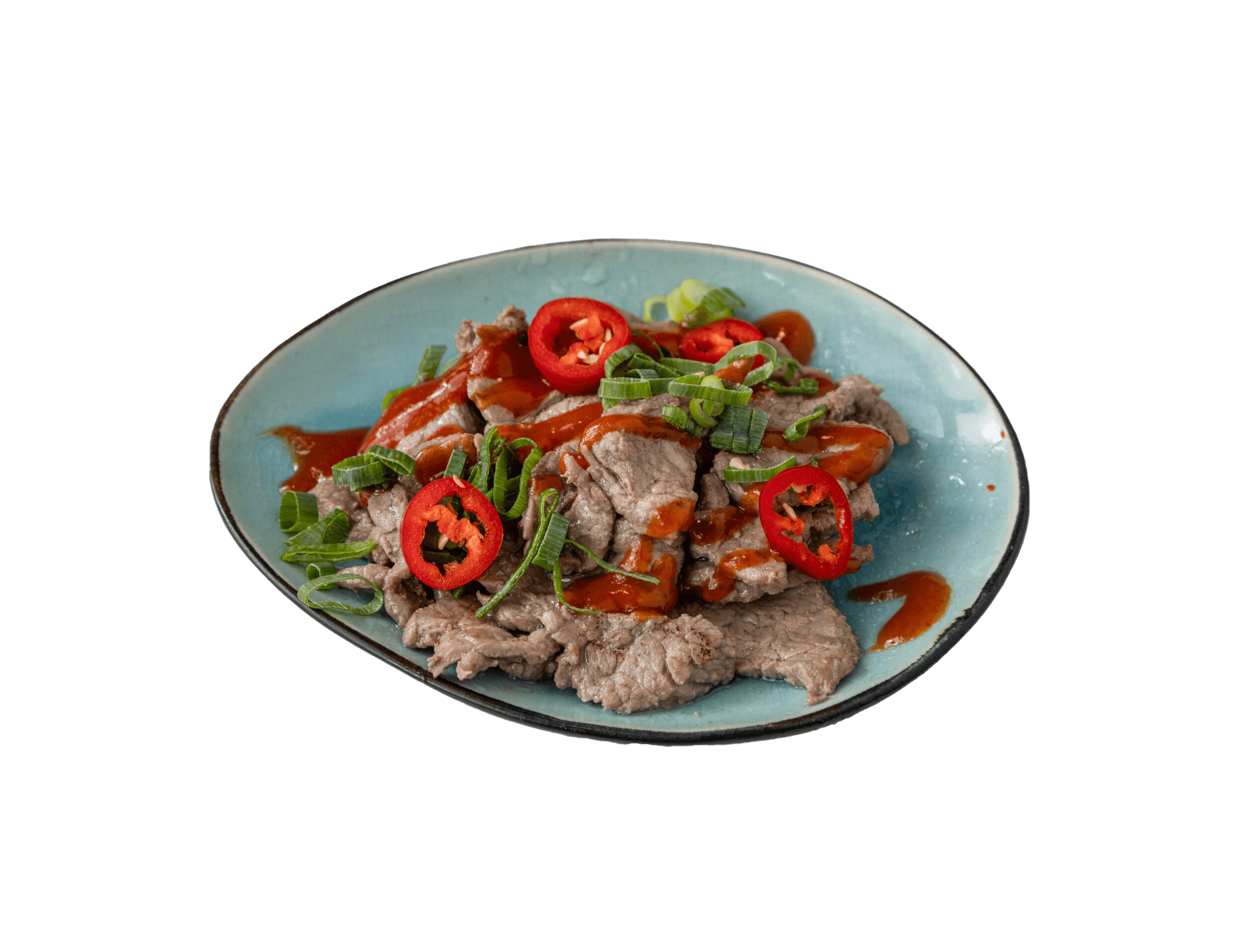 een stuk Zalm Kaas Roll sushi op een grijs keramisch bord met paarse shisoblaadjes, gevuld met zalm, roomkaas en avocado