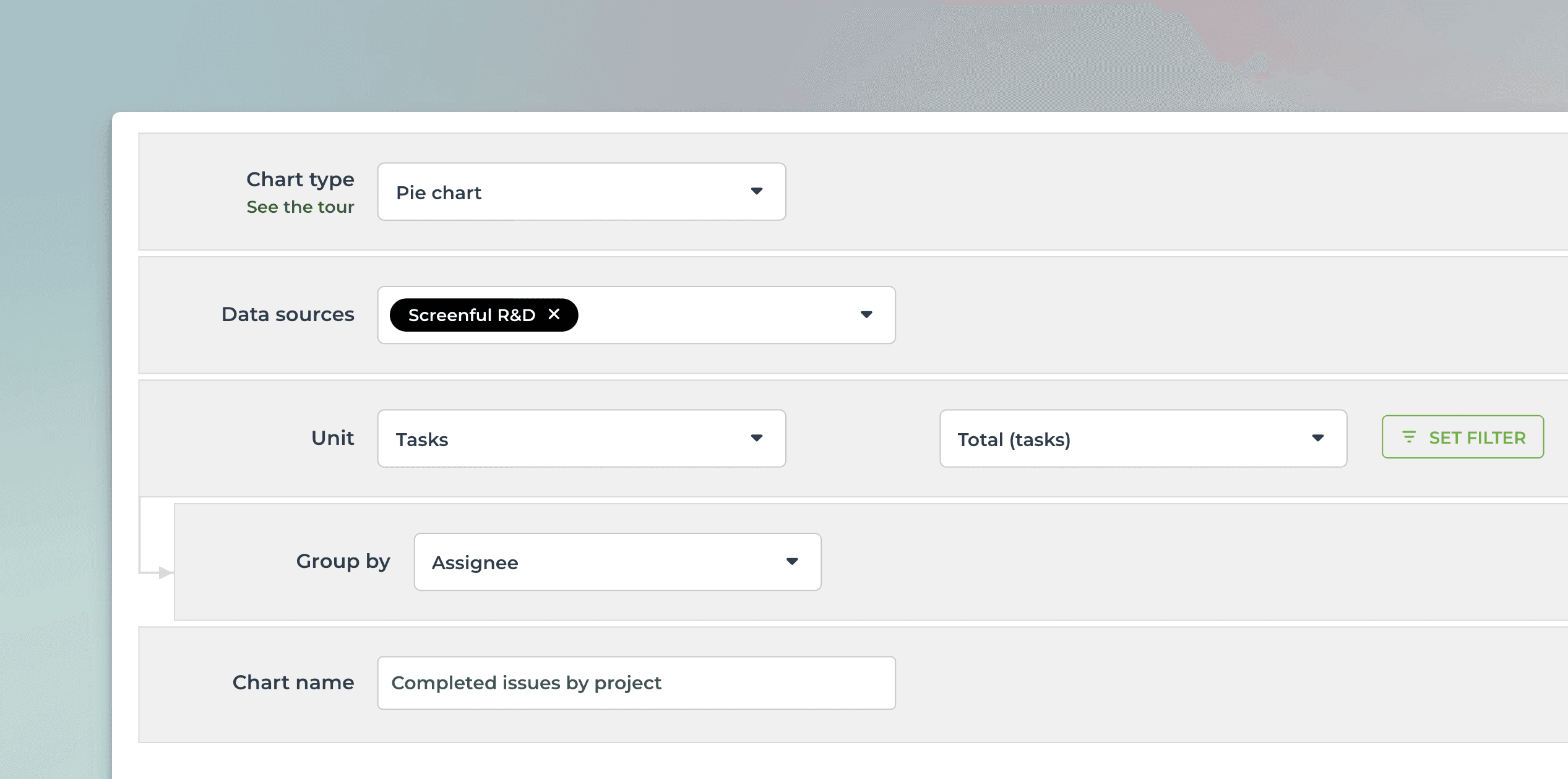 Creating a chart with the editor