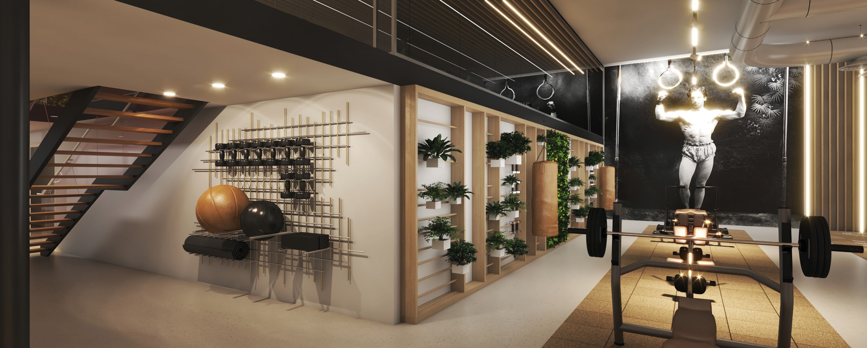 weight area and strength training area  for a design and creative concept fitness in Switzerland