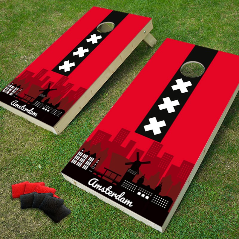Custom cornhole board with your own logo — personalised for companies in Amsterdam