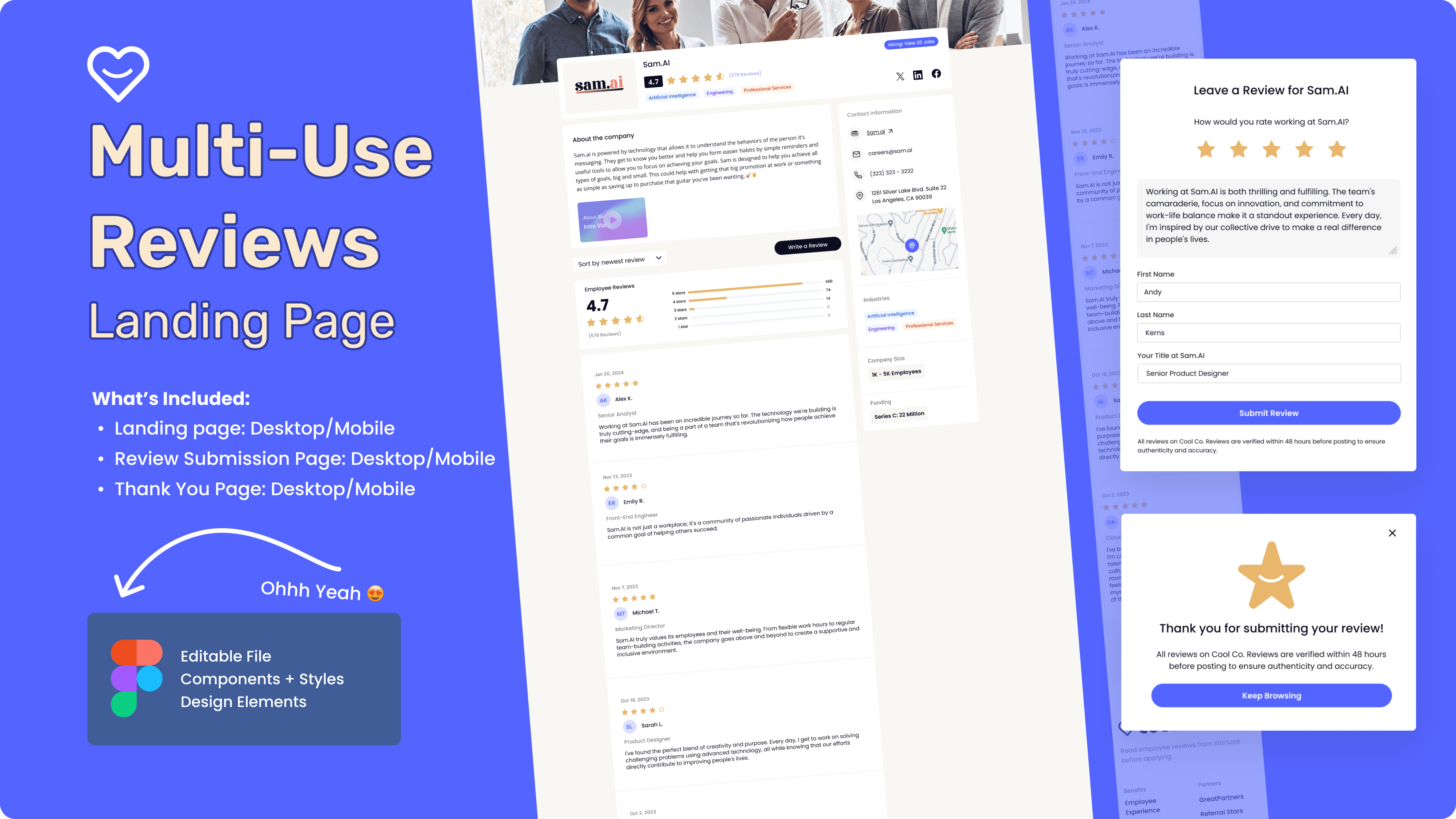 multi-ues reviews landing page resource for figma