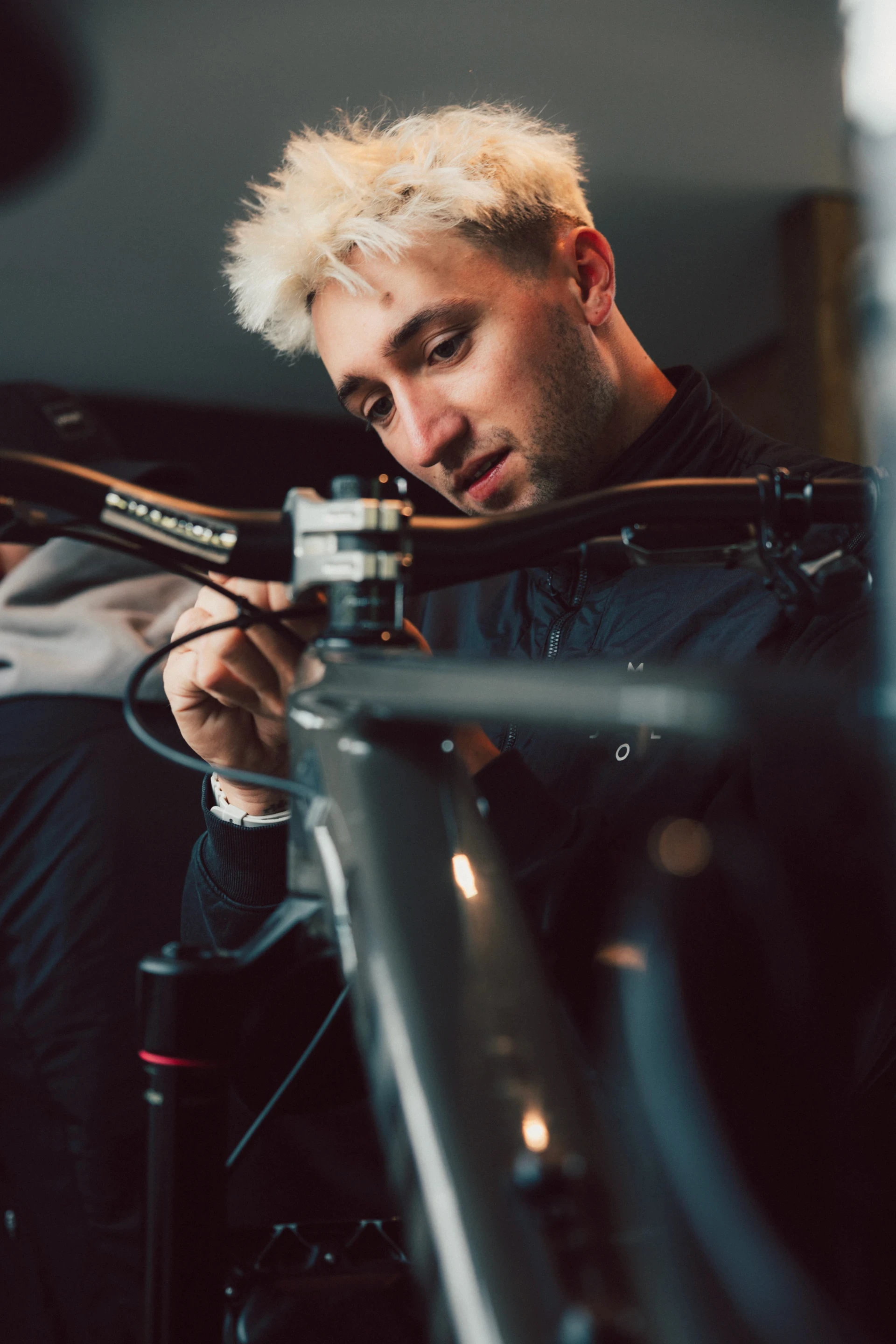 Man preparing a mountain bike