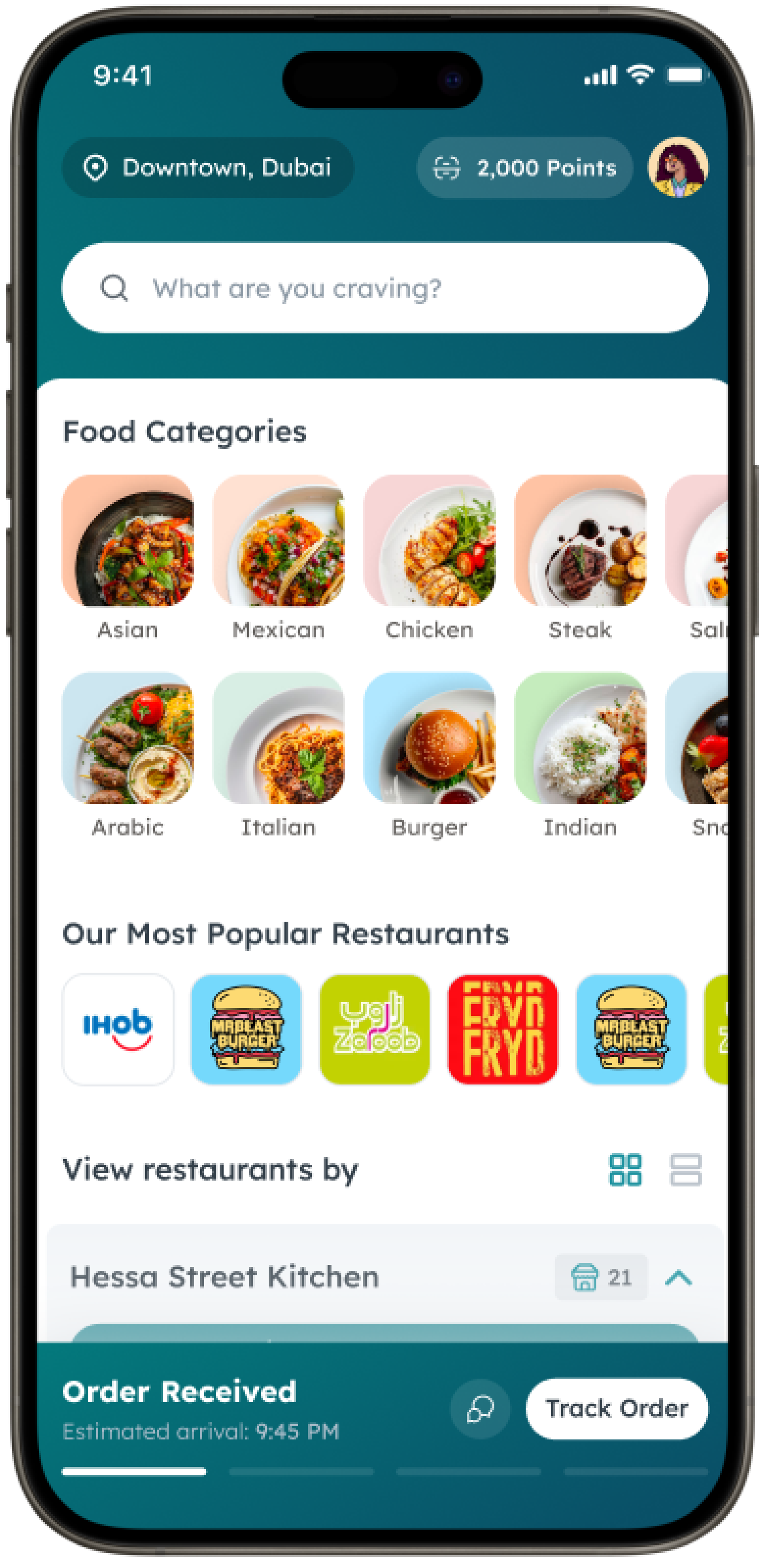 A food delivery app homepage design