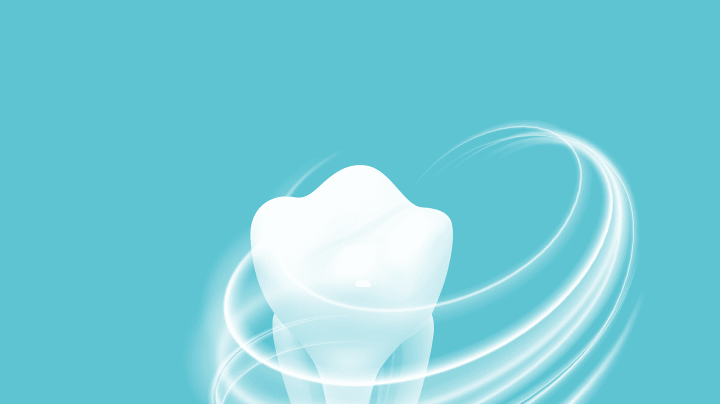 A stylized image of a tooth with information about dental bonding, highlighting its appearance, quick process, minimally invasive nature, and versatility for cosmetic repairs.