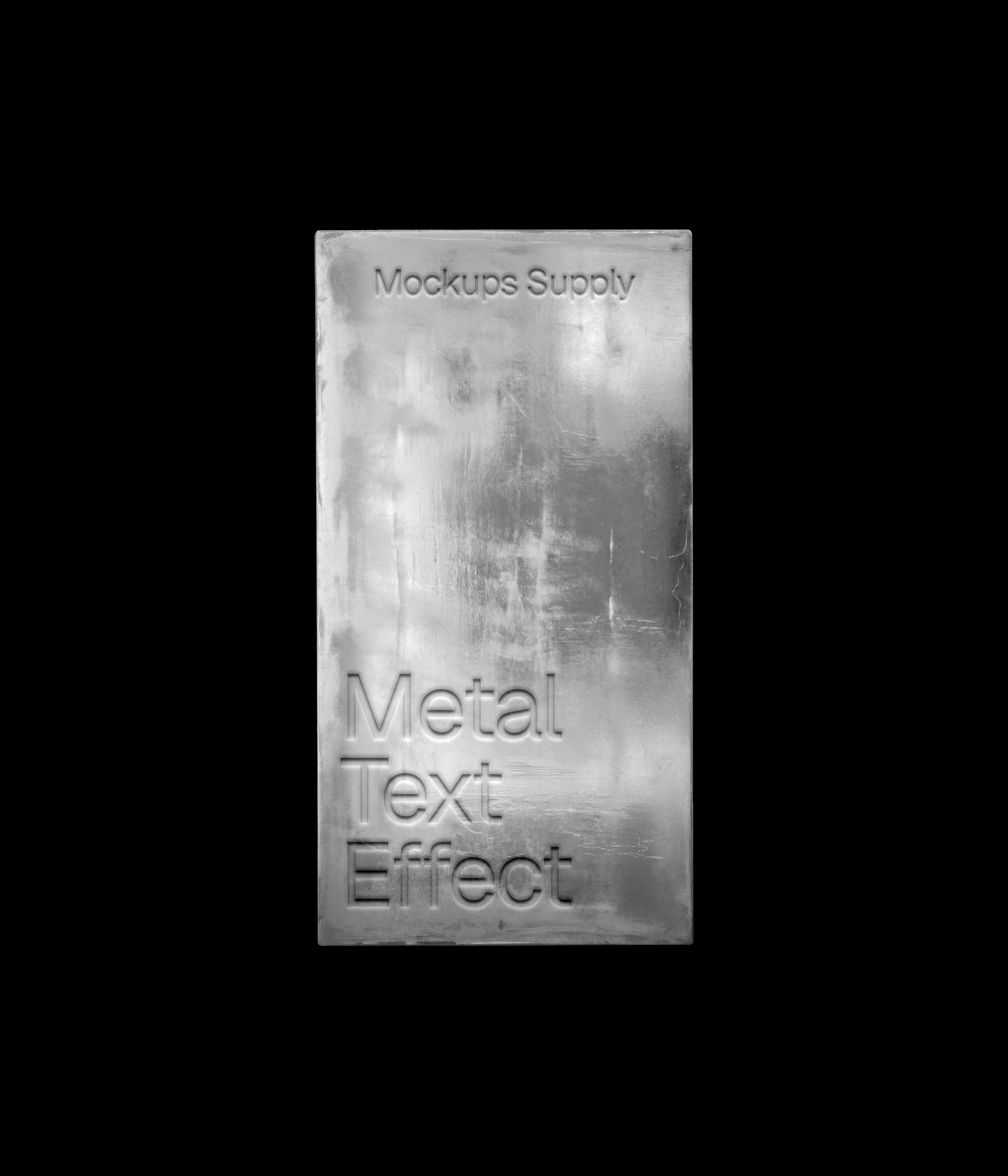 Engraved silver text effect mockup download PSD free