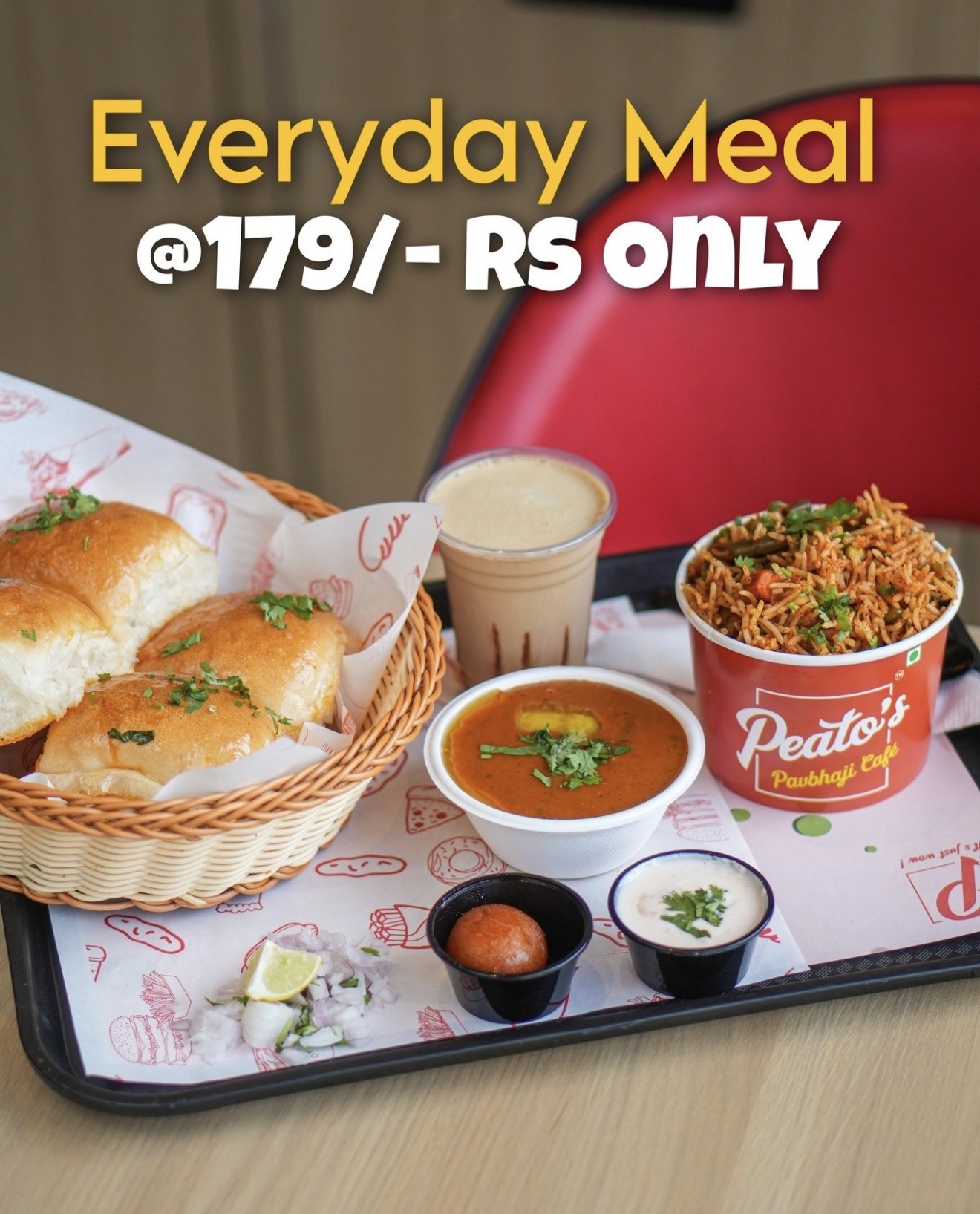 Peatos Pavbhaji Cafe - Everyday Meal thali ad creative