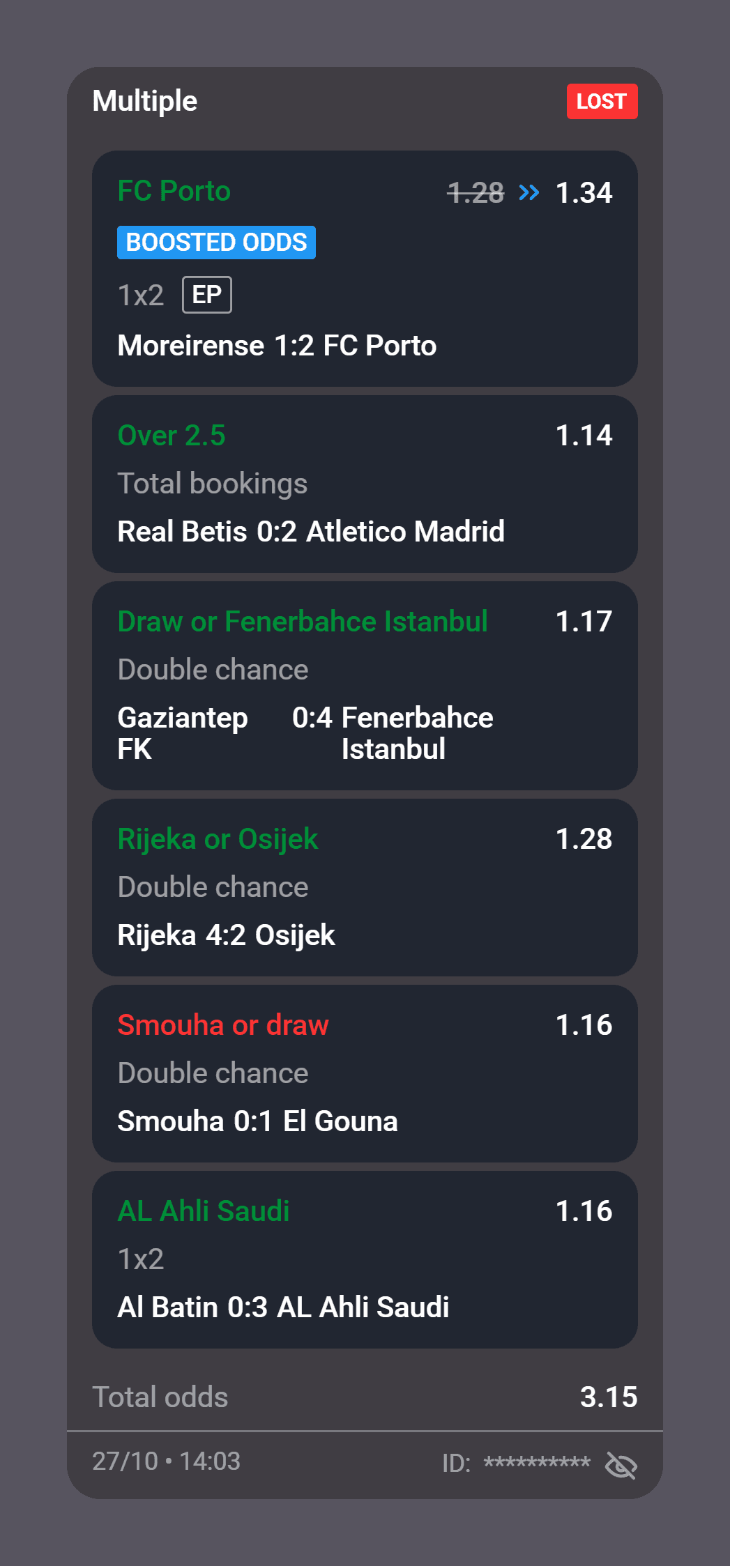 bet lost