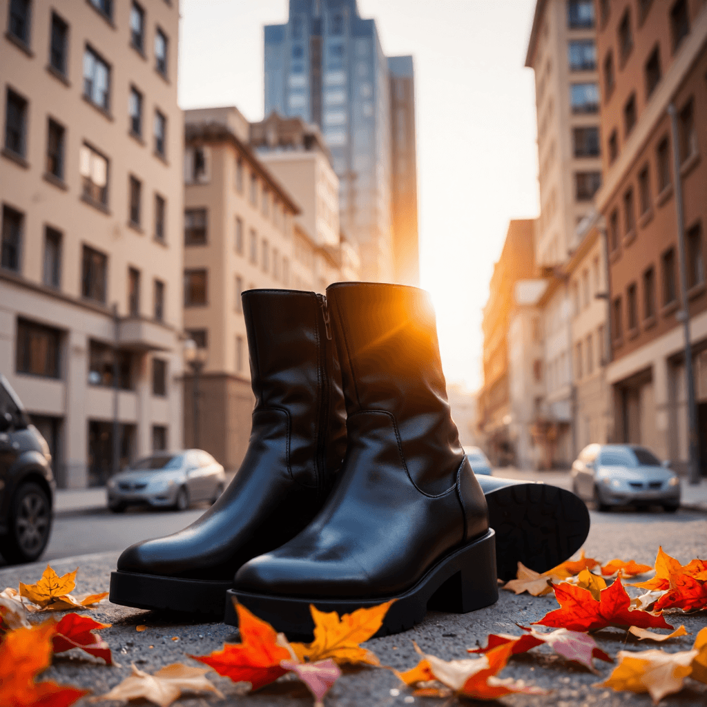 product photography of a pair of ankle boots