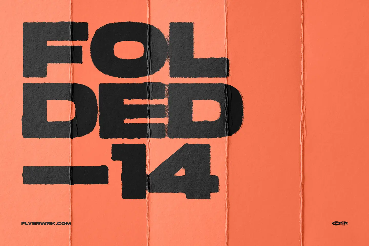 Orange folded paper sheets texture with vertical crease lines and realistic vintage paper edge details