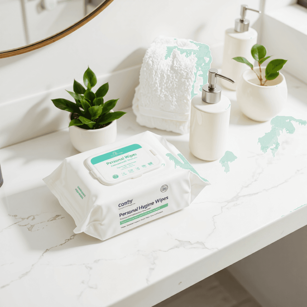 product photography of personal hygiene wipes