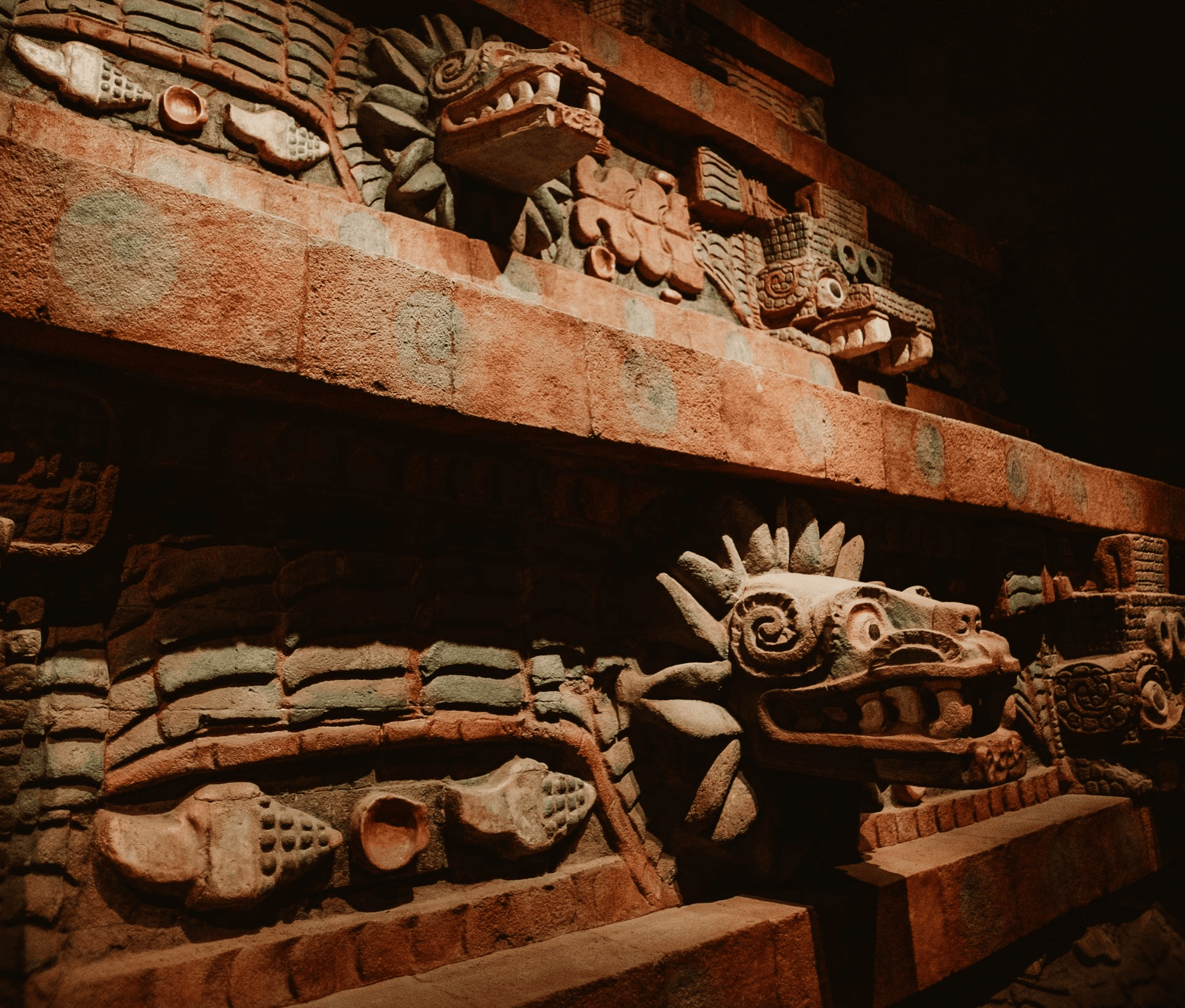 ancient sculpture at the Museo Nacional de Antropología