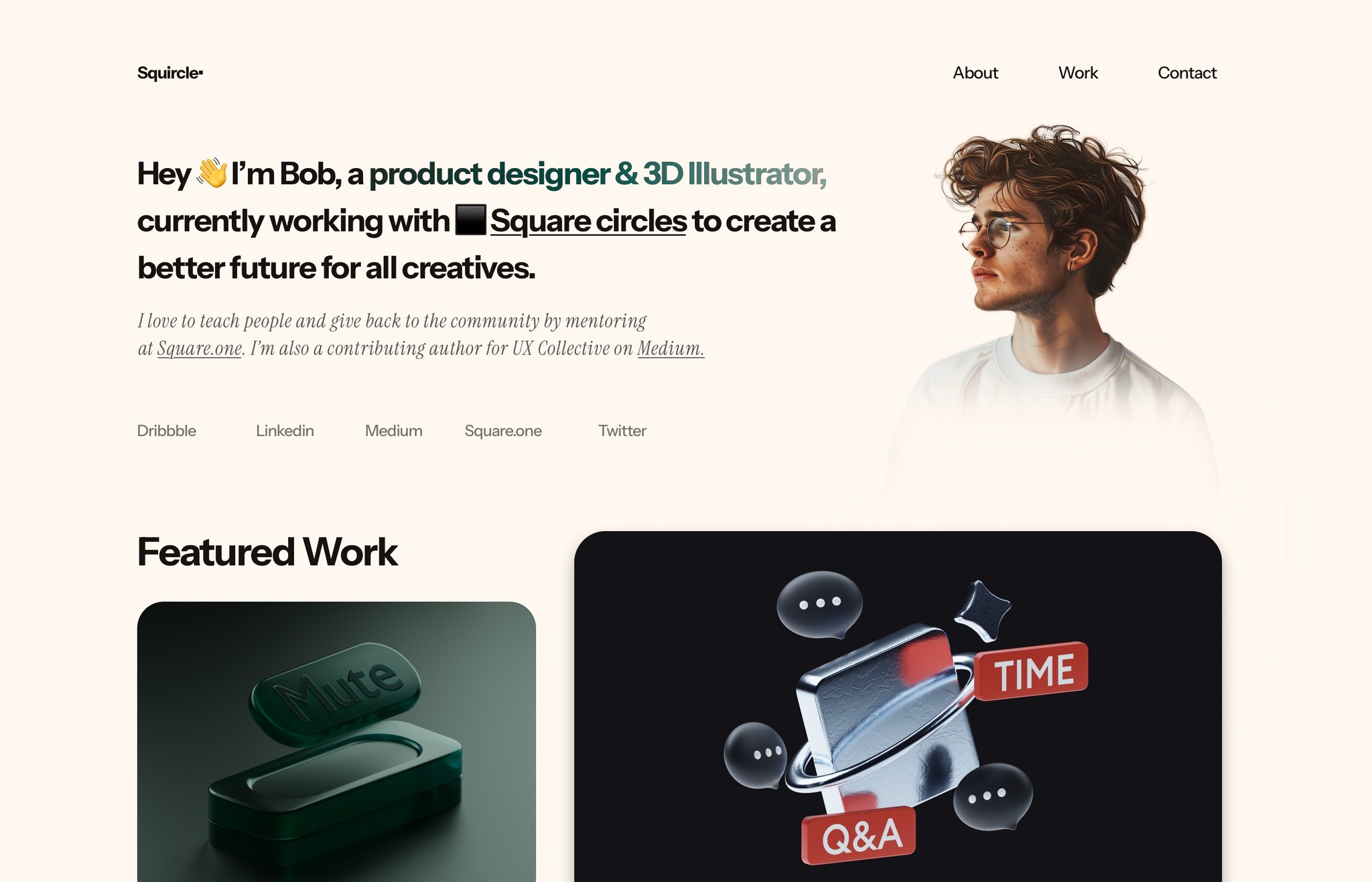 Web Design for Bob, portfolio with featured work