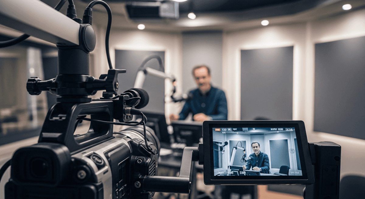 A professional podcast set up with guest