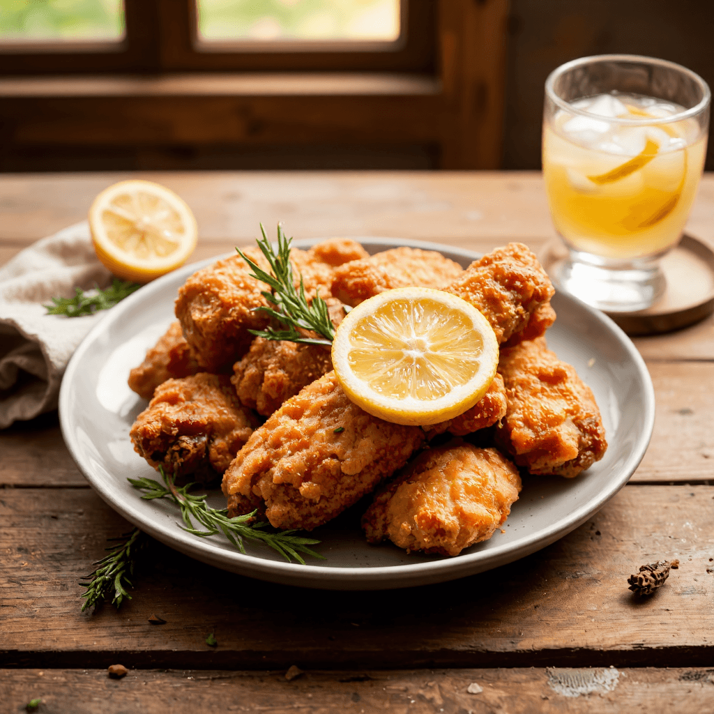 product photography of a plate of fried chicken