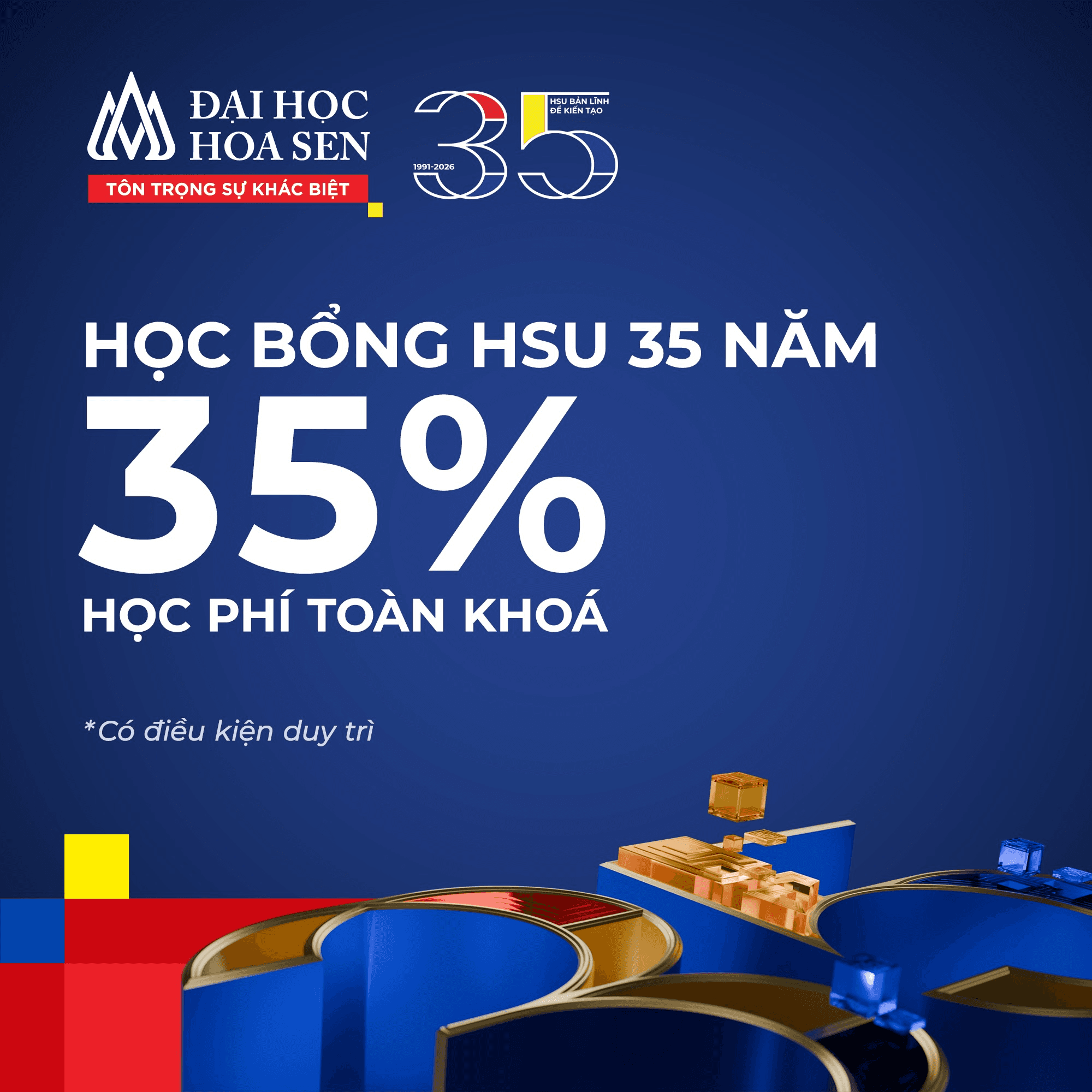 NEW YEAR – NEW ME: Học bổng Đại học Hoa Sen 2026 lên đến 70% học phí toàn khóa – Đăng ký sớm nhận lộc đầu năm!