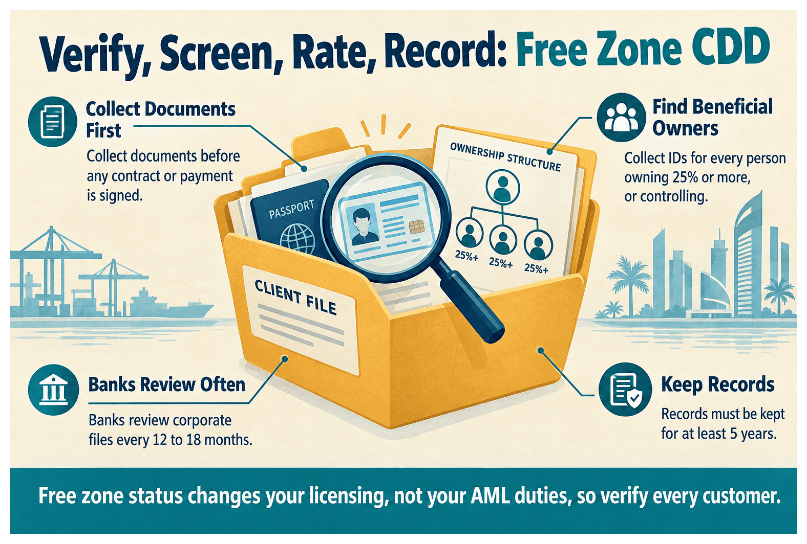 Infographic: How to Conduct Customer Due Diligence in a UAE Free Zone