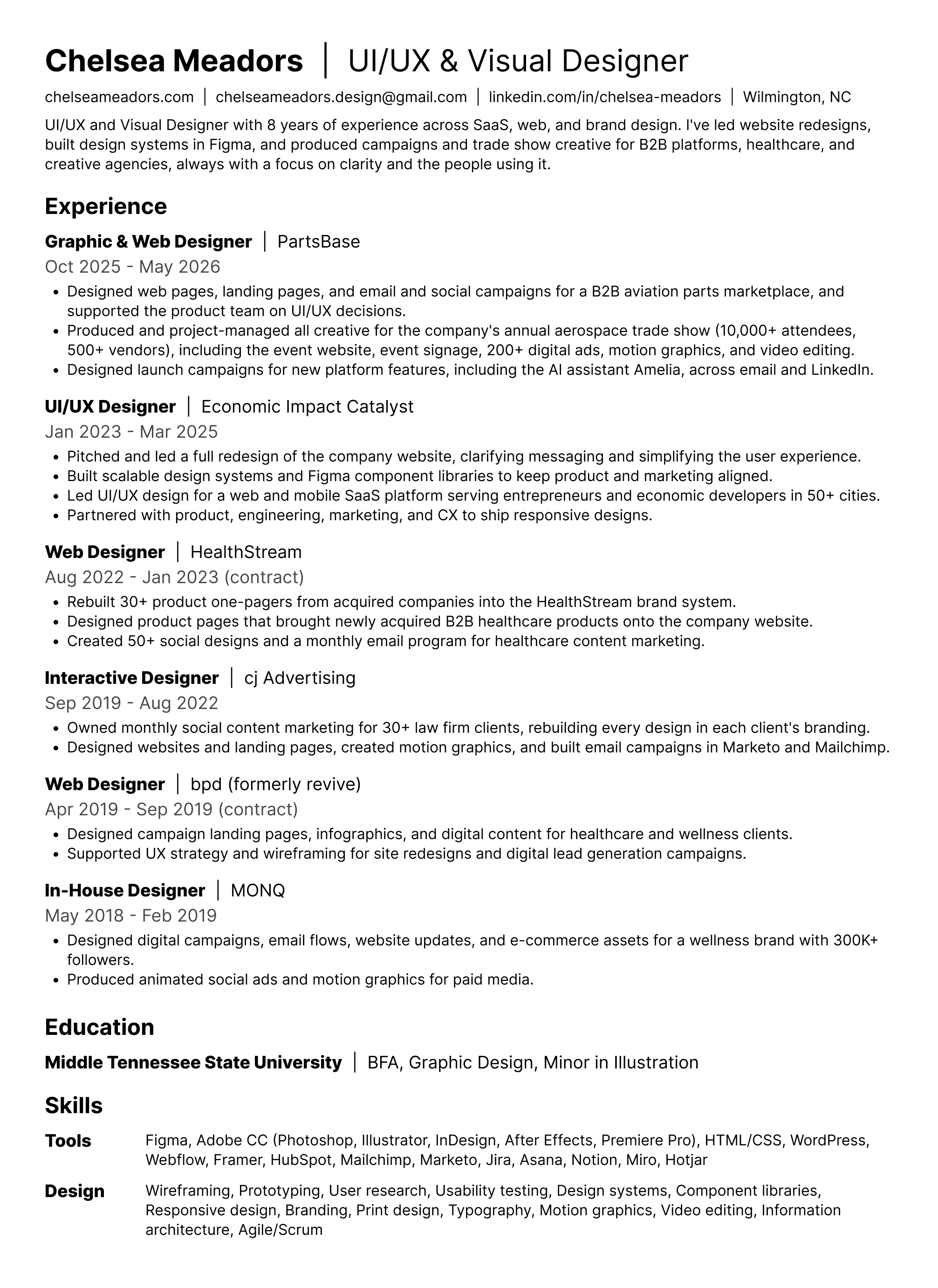 Chelsea Meadors Resume