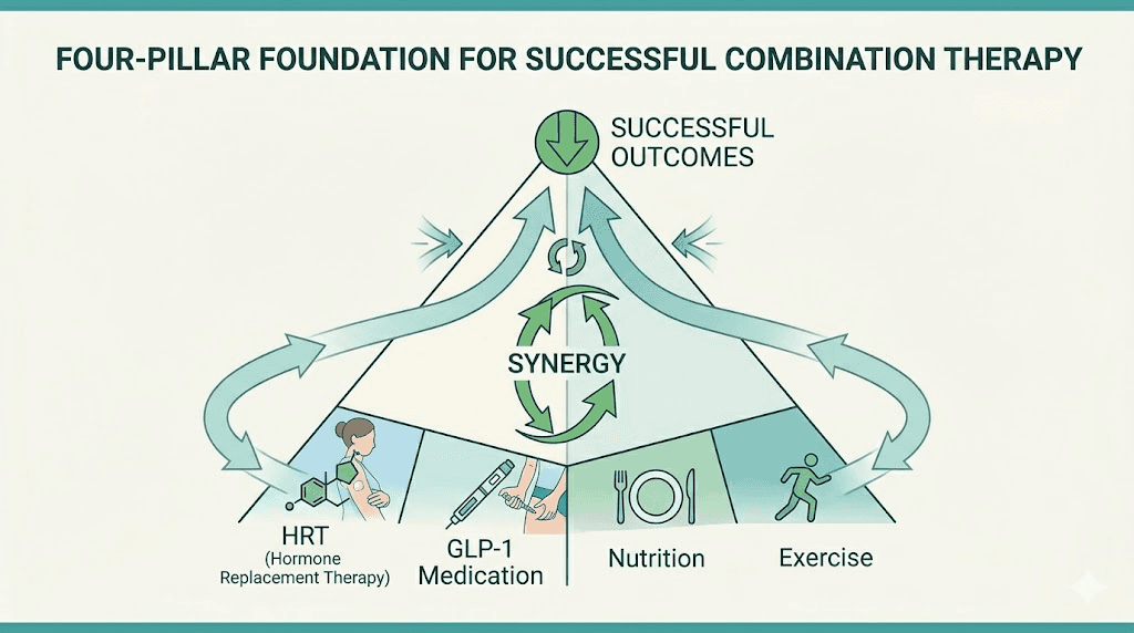 Four pillars of successful HRT and GLP-1 combination therapy