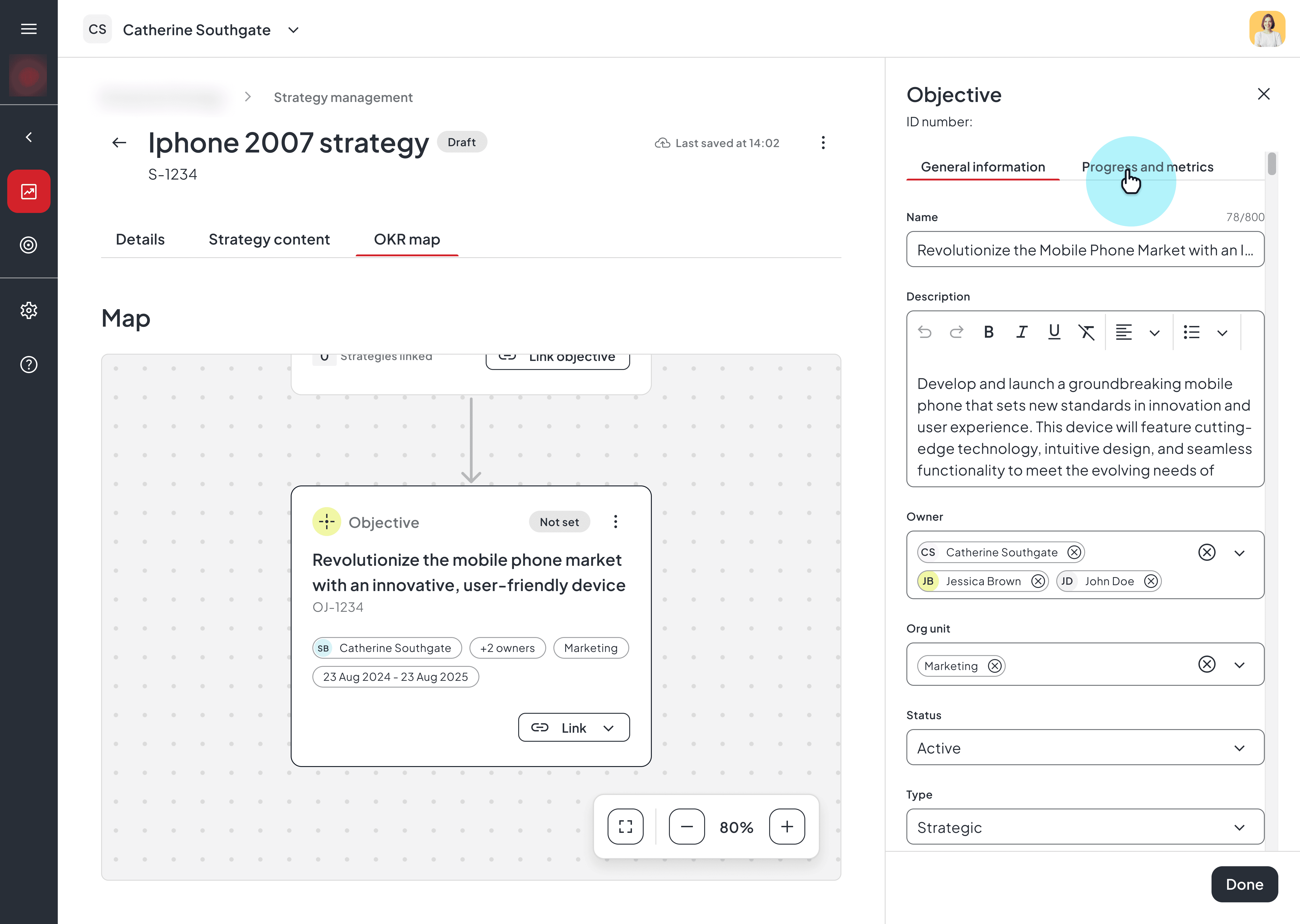 Strategy management platform- edit strategy