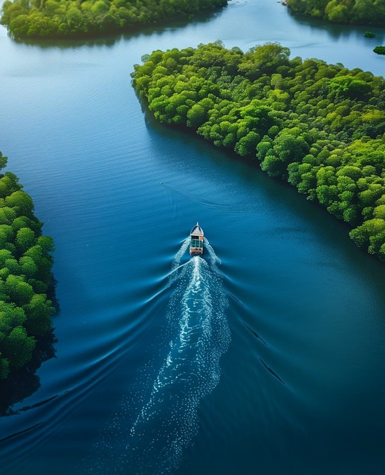 A smiling woman with her arms crossed, standing against a dark green background. She has long, dark hair.